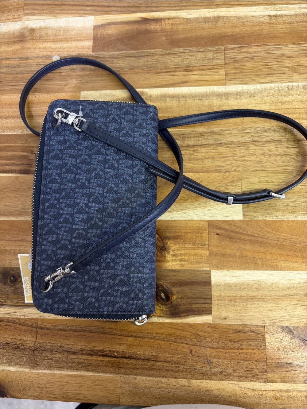 Michael Kors Dark Blue MK Monogram Crossbody Wallet - Picture 4 of 4